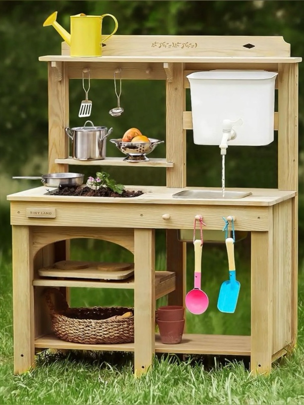 Tiny Land DuoPlay Outdoor Mud Kitchen with Real Working Faucet